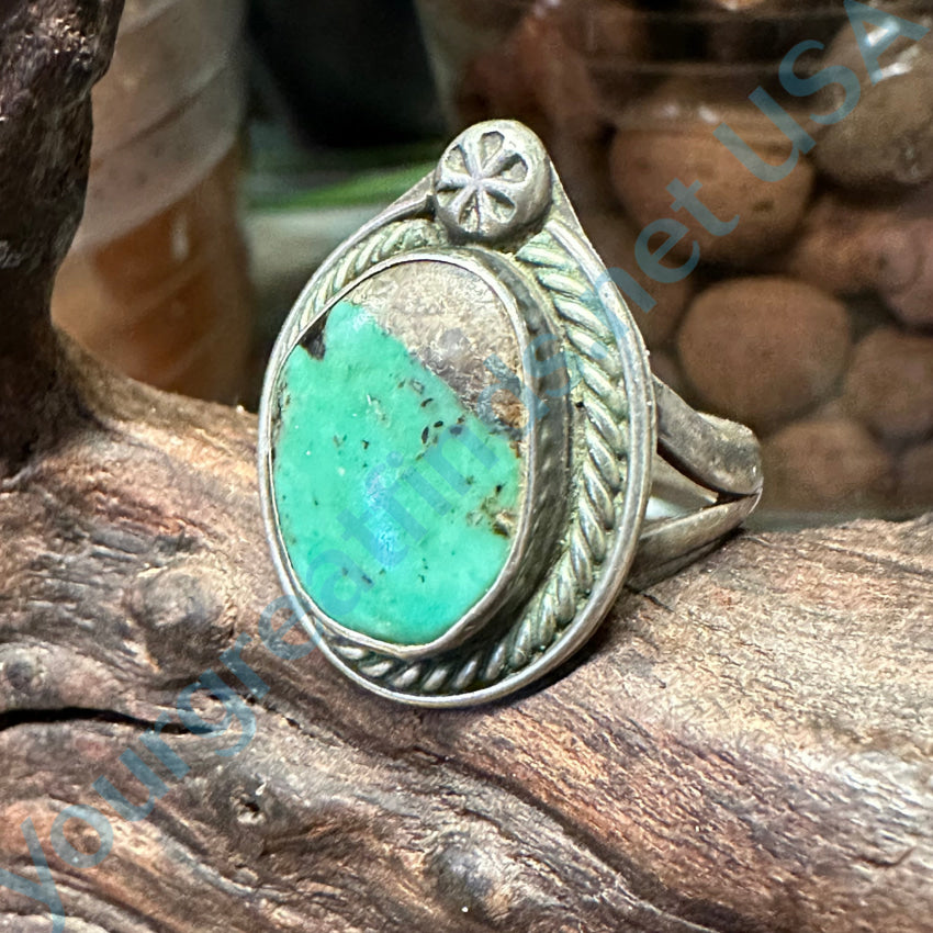 Vintage Southwestern Sterling Silver Mint Turquoise Ring Size 9 1/8