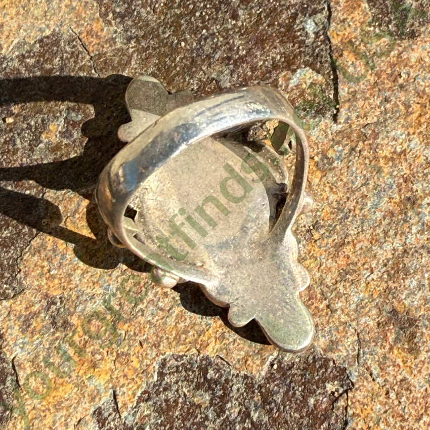 Vintage Southwestern Sterling Silver Pale Blue Turquoise Ring 8 1/8 Ring