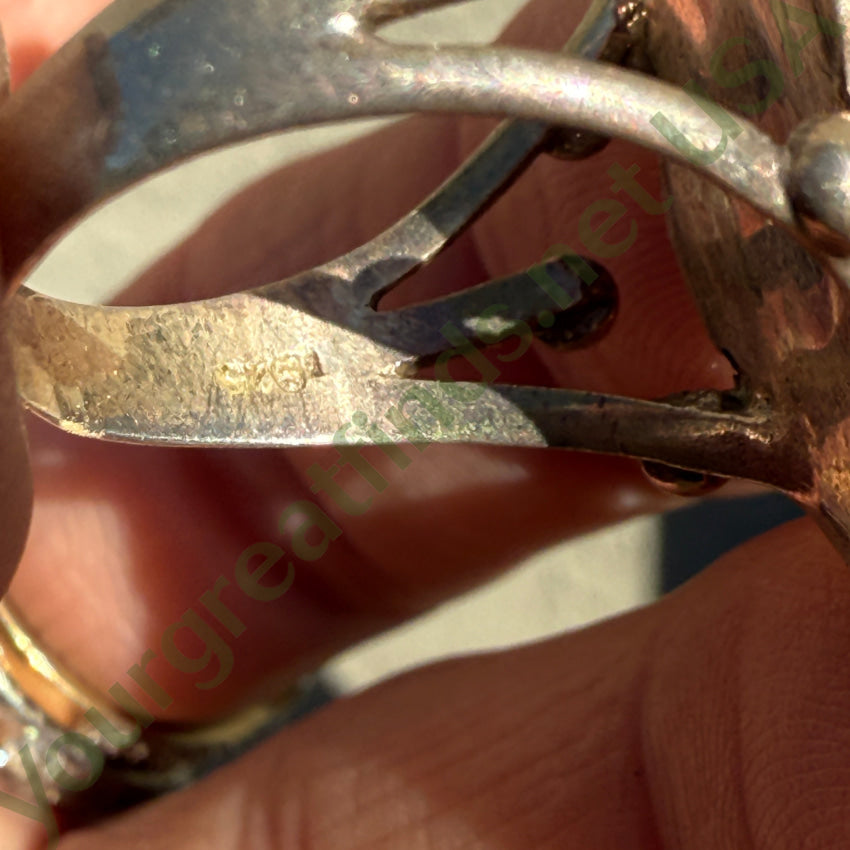 Vintage Southwestern Sterling Silver Pale Blue Turquoise Ring 8 1/8 Ring