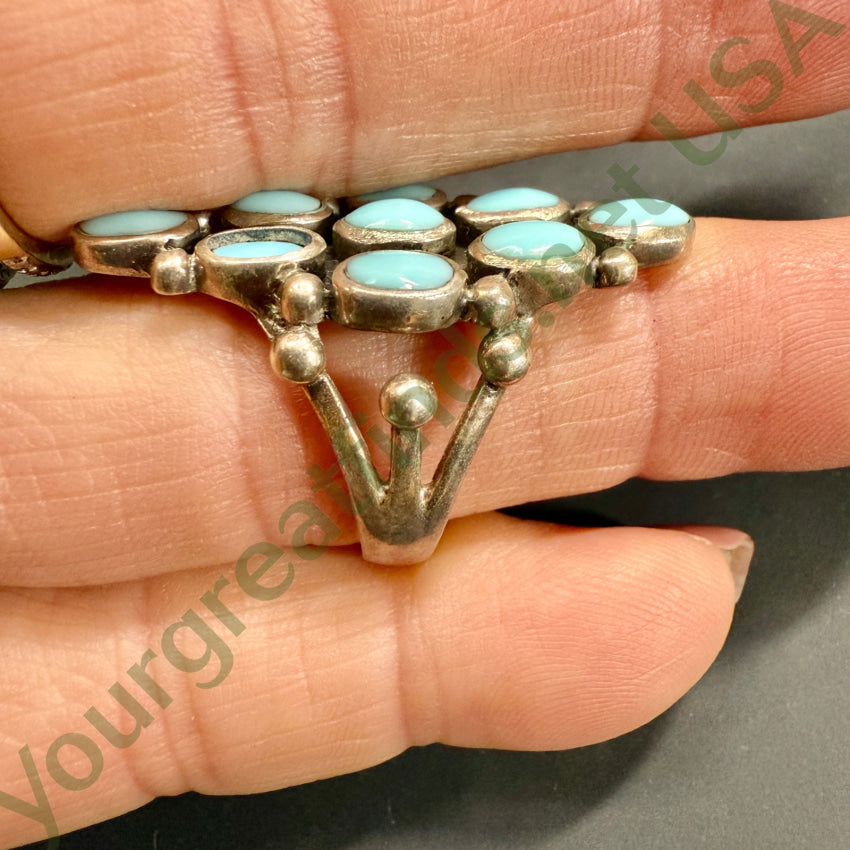 Vintage Southwestern Sterling Silver Pale Blue Turquoise Ring 8 1/8 Ring