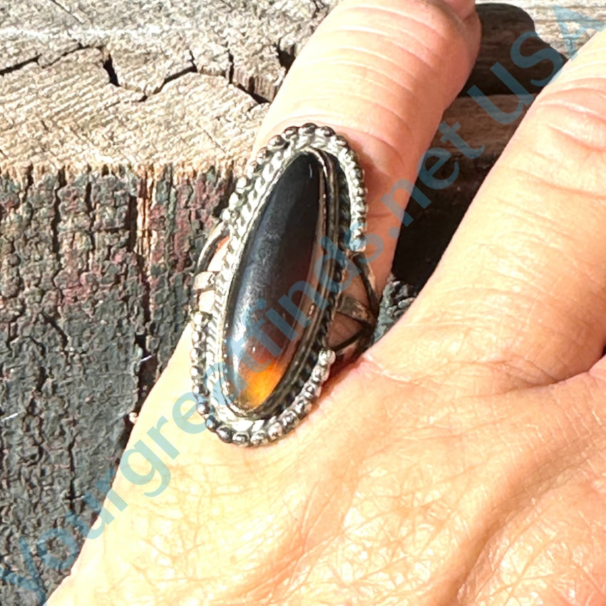 Vintage Southwestern Sterling Silver Root Beer Agate Ring 6