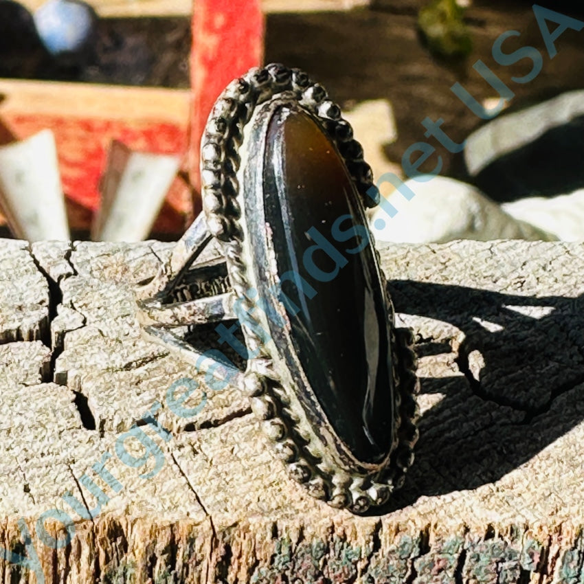 Vintage Southwestern Sterling Silver Root Beer Agate Ring 6