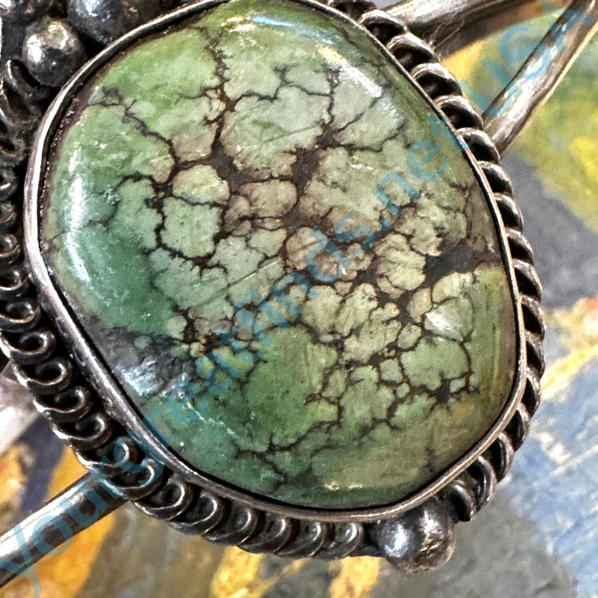 Vintage Southwestern Sterling Silver & Spider Web Turquoise Bracelet Bracelet