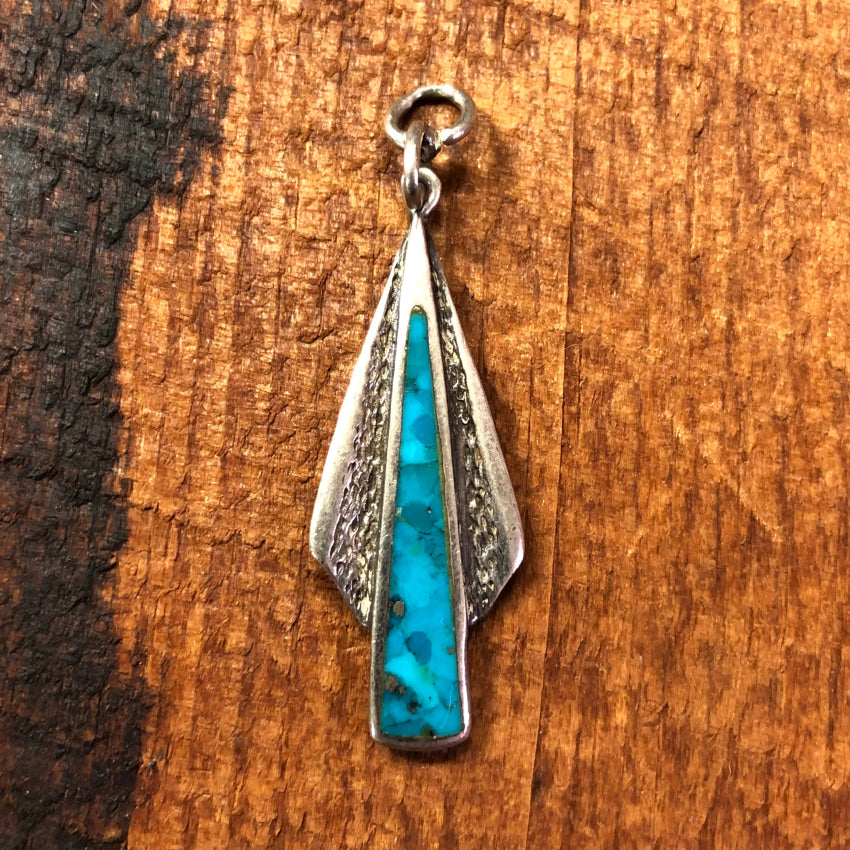 Vintage Southwestern Sterling Silver & Turquoise Arrowhead Pendant Pendant