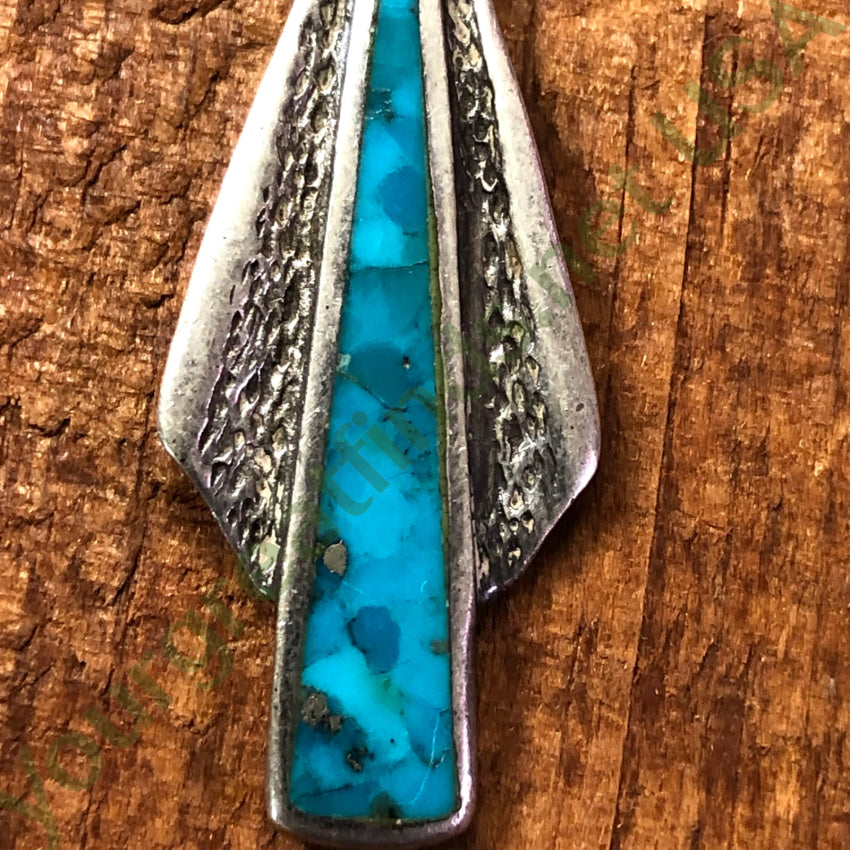 Vintage Southwestern Sterling Silver & Turquoise Arrowhead Pendant Pendant