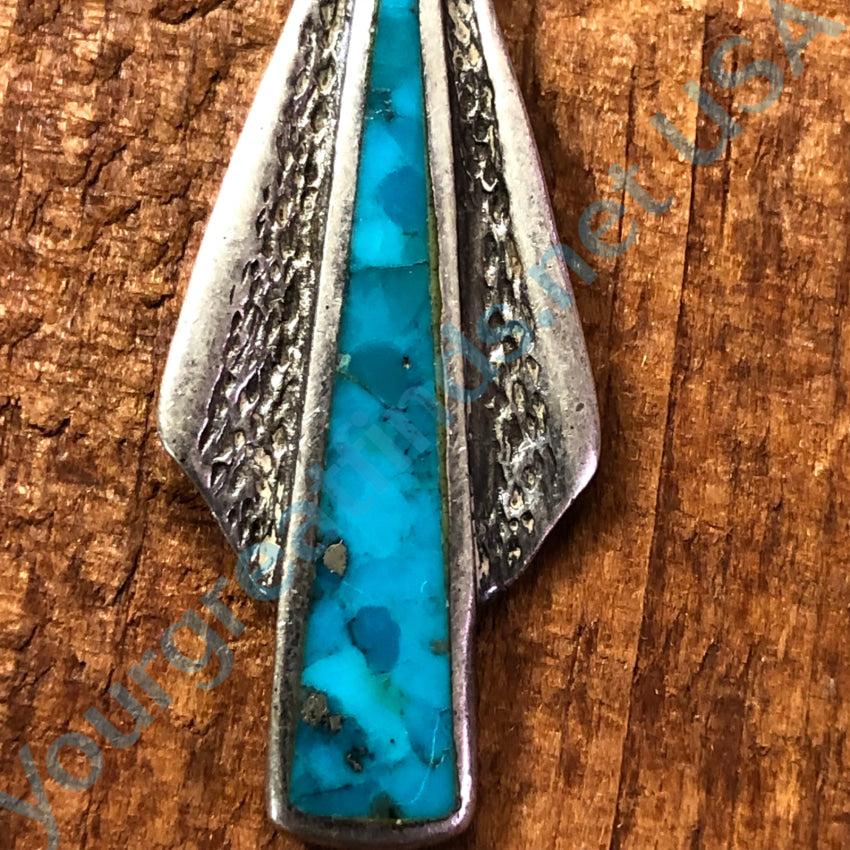 Vintage Southwestern Sterling Silver & Turquoise Arrowhead Pendant Pendant