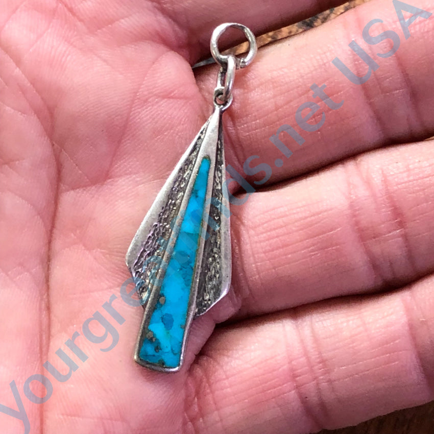 Vintage Southwestern Sterling Silver & Turquoise Arrowhead Pendant Pendant