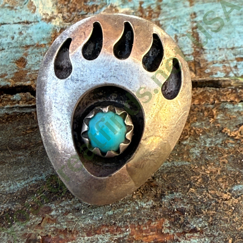 Vintage Southwestern Sterling Silver Turquoise Bear Track Pierced Post Earrings earrings