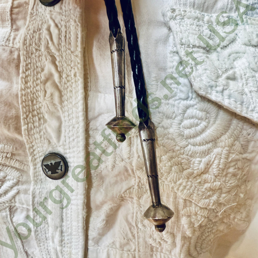 Vintage Southwestern Sterling Silver Turquoise Inlay Bolo Tie bolo tie