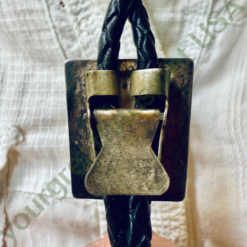 Vintage Southwestern Sterling Silver Turquoise Inlay Bolo Tie bolo tie