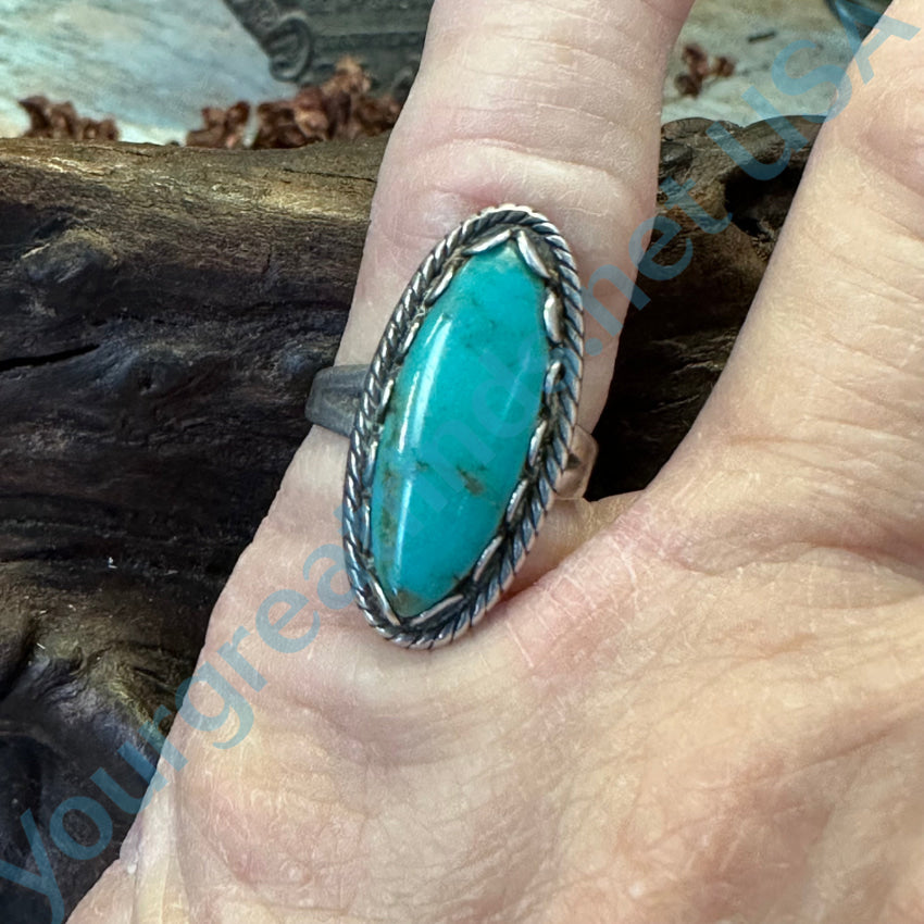 Vintage Southwestern Sterling Silver Turquoise Ring 5.25 Trading Post