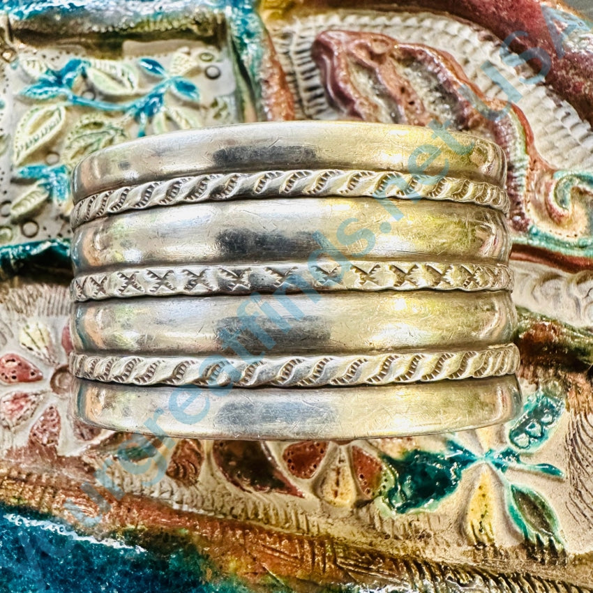 Vintage Southwestern Sterling Silver Wide Cuff Bracelet