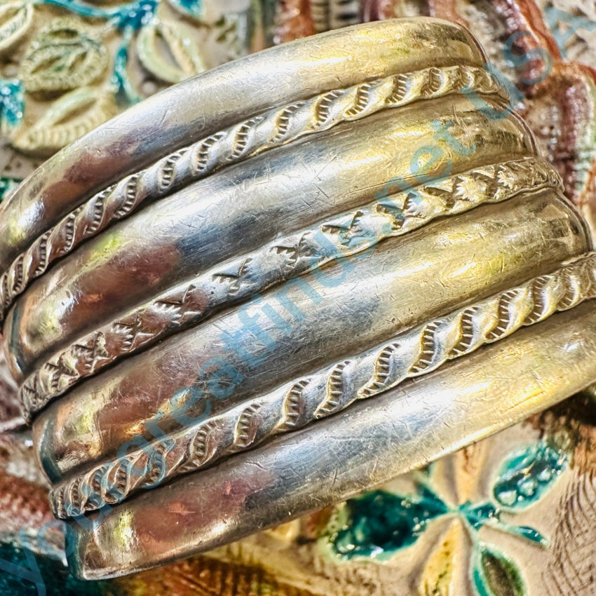 Vintage Southwestern Sterling Silver Wide Cuff Bracelet