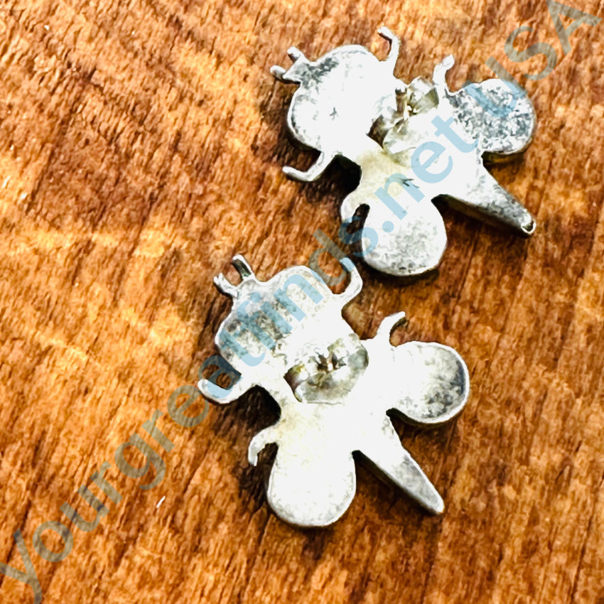Vintage Southwestern Sterling Silver Winged Bug Pierced Stud Earrings