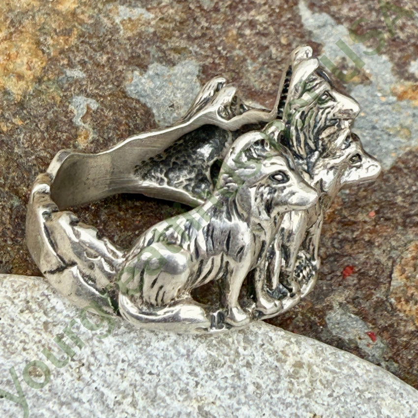 Vintage Southwestern Sterling Silver Wolf Pack Ring Silver Cloud 6 ring