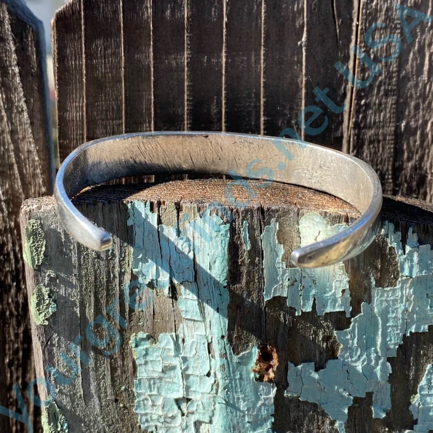 Vintage Southwestern Turquoise Bear Track Cuff Bracelet 925