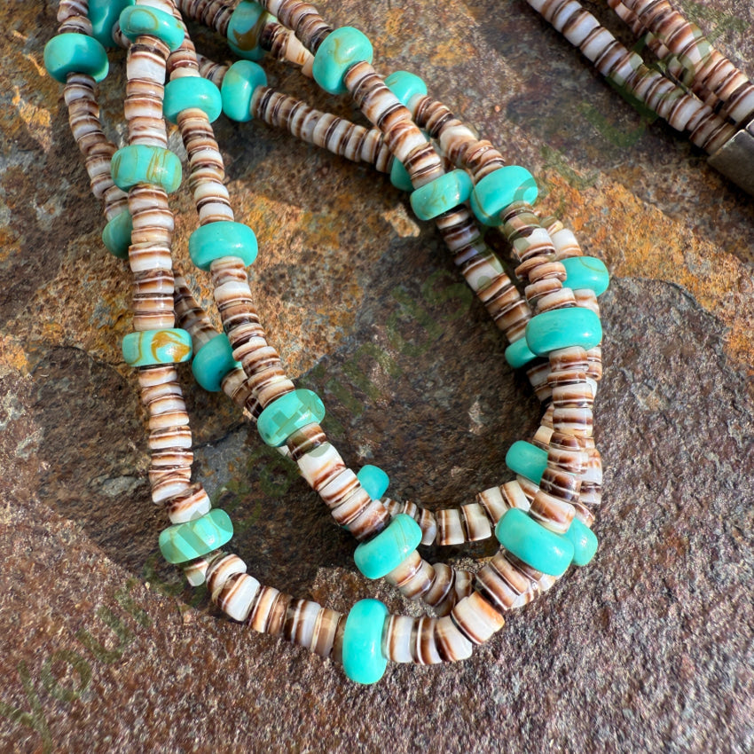 Vintage Southwestern Turquoise & White Heishi Bead Necklace necklace