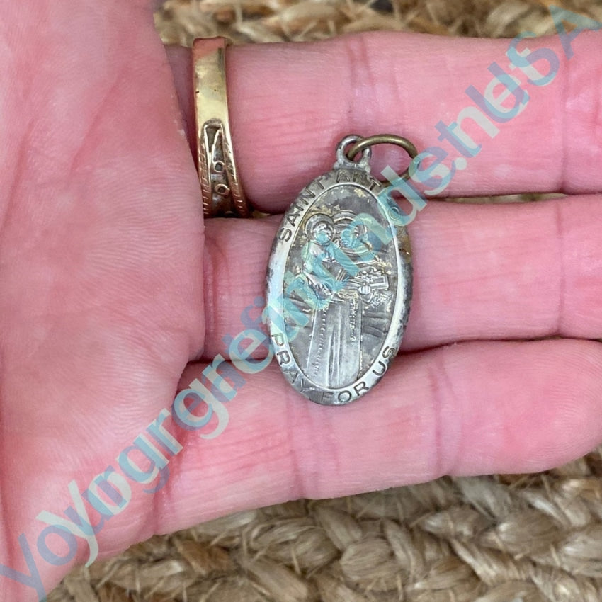 Vintage St. Anthony Devotional Metal / Pendant in Sterling Silver Yourgreatfinds