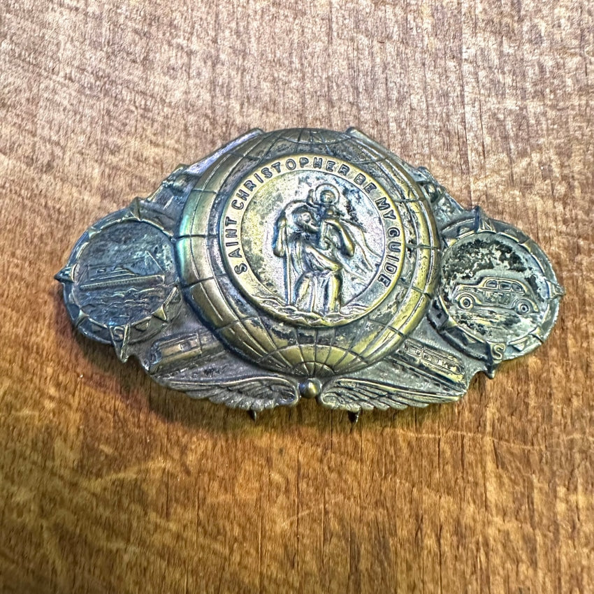 Vintage St. Christopher Be My Guide Vehicle Visor Clip Badge Protection