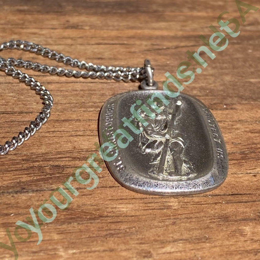Vintage St. Christopher Necklace in Sterling Silver Yourgreatfinds