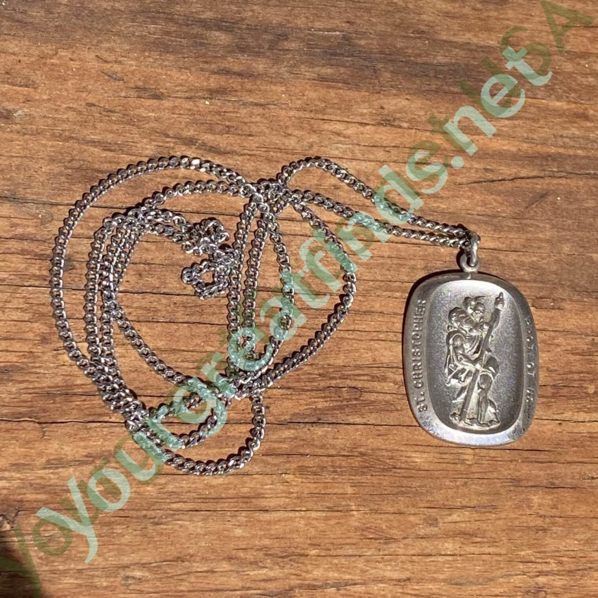 Vintage St. Christopher Necklace in Sterling Silver Yourgreatfinds