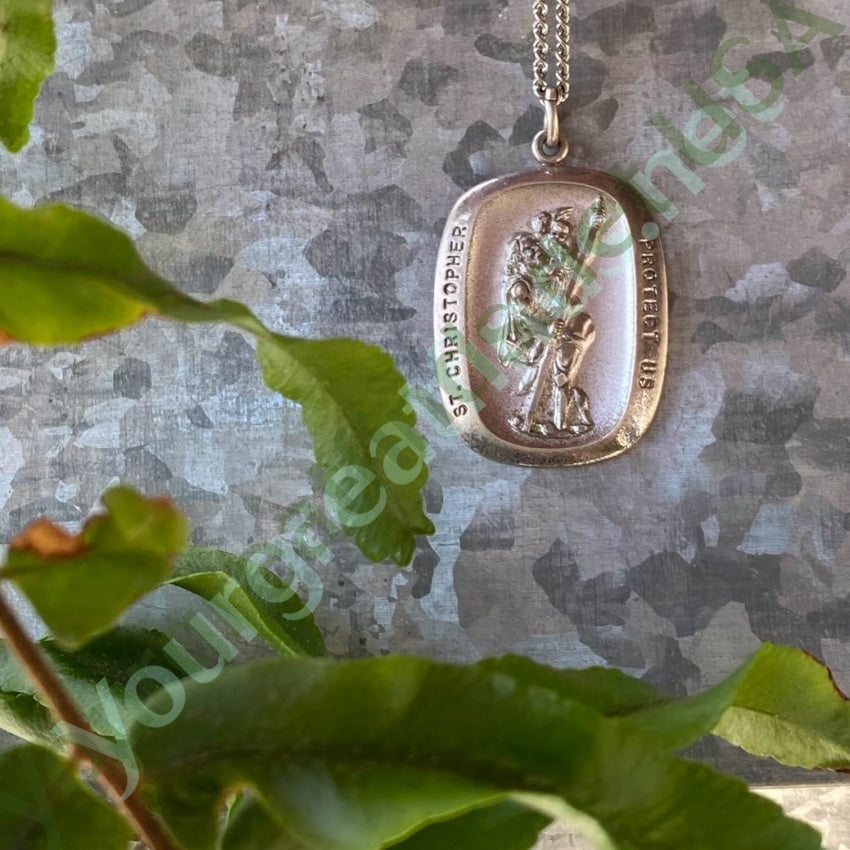 Vintage St. Christopher Necklace in Sterling Silver Yourgreatfinds