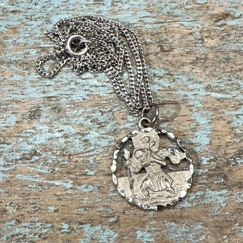 Vintage St. Christopher Necklace Sterling Silver
