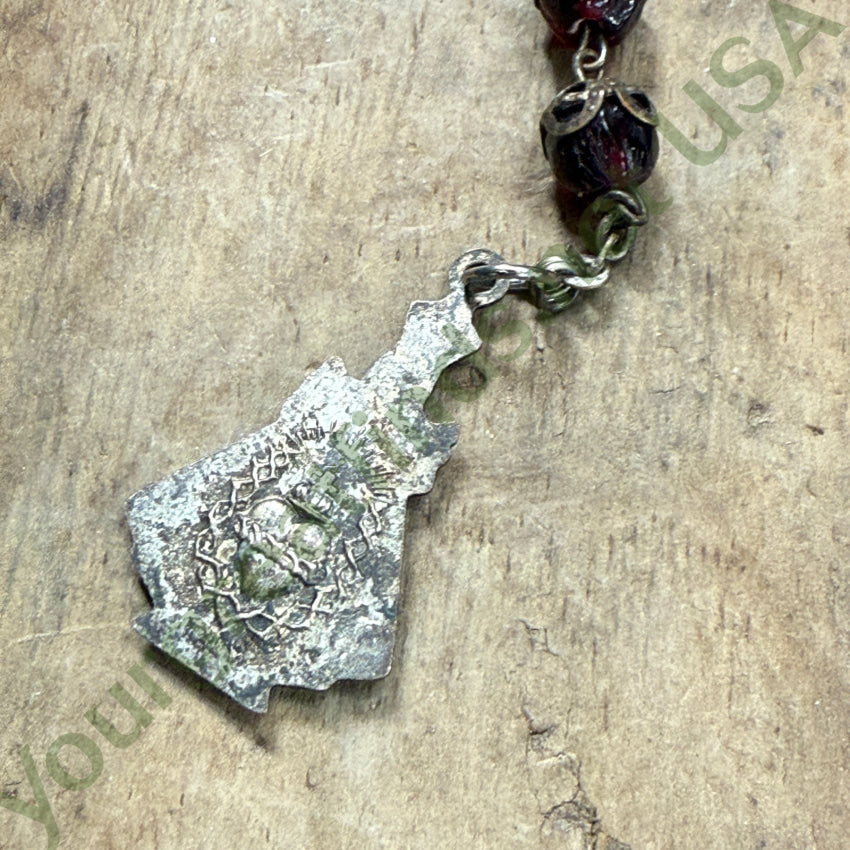 Vintage St. Padre Pio Single Decade Rosary’ or ’Pocket Rosary Red Glass Beads rosary