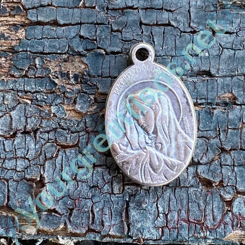 Vintage St. Peregrine Catholic Silver Devotional Metal Pendant Yourgreatfinds