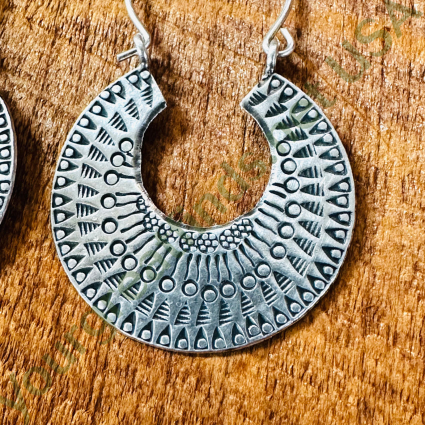 Vintage Stamped Sterling Silver Hoop Pierced Earrings Earrings