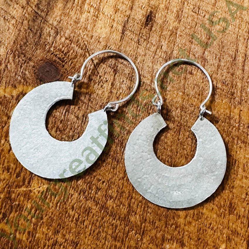 Vintage Stamped Sterling Silver Hoop Pierced Earrings Earrings