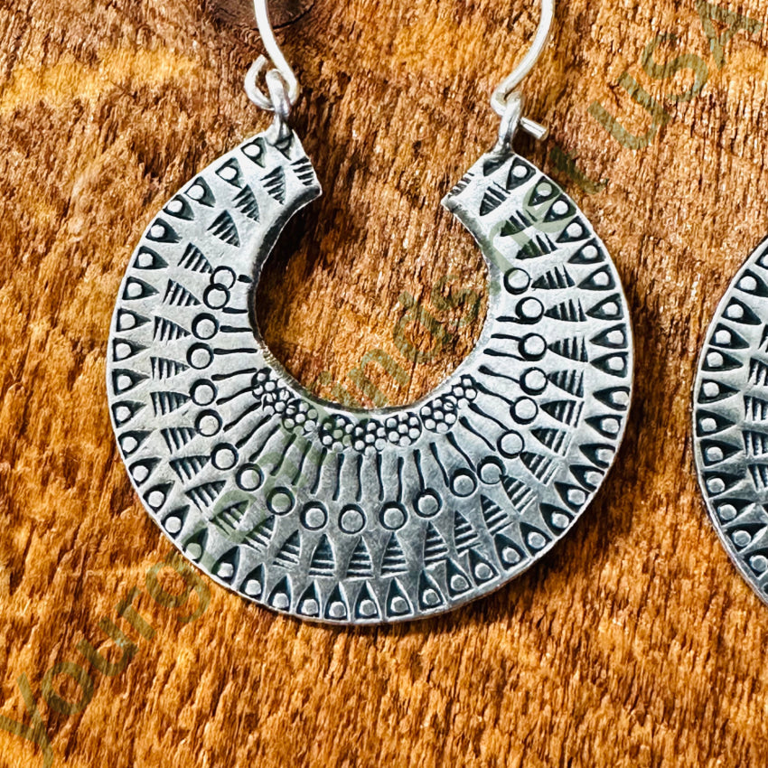 Vintage Stamped Sterling Silver Hoop Pierced Earrings Earrings