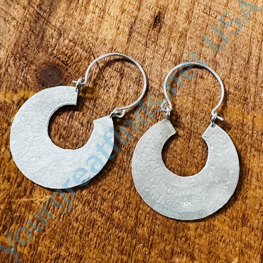 Vintage Stamped Sterling Silver Hoop Pierced Earrings Earrings