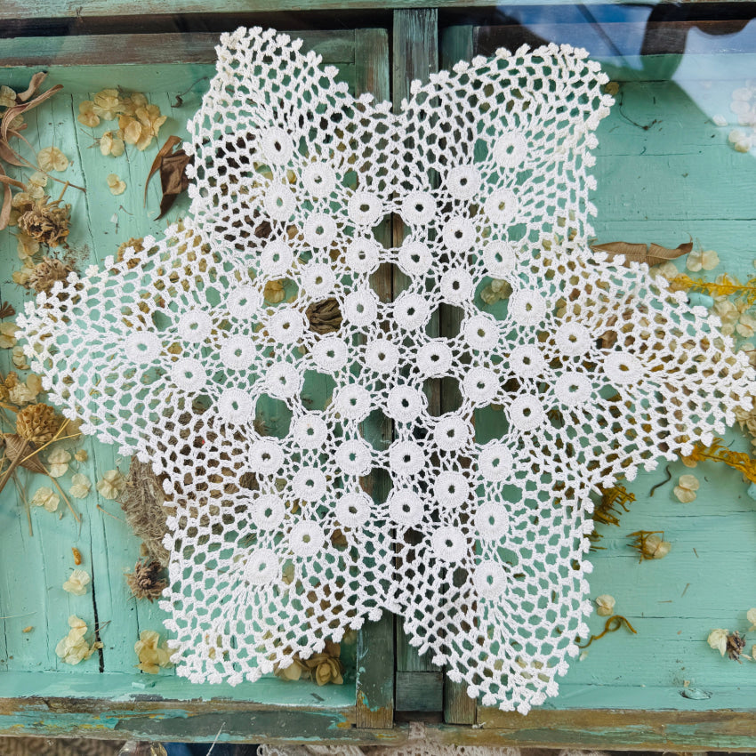 Vintage Star Shaped Hand Crochet Doily doily