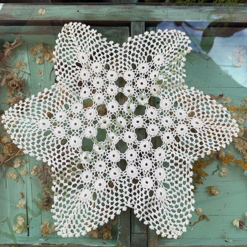 Vintage Star Shaped Hand Crochet Doily doily
