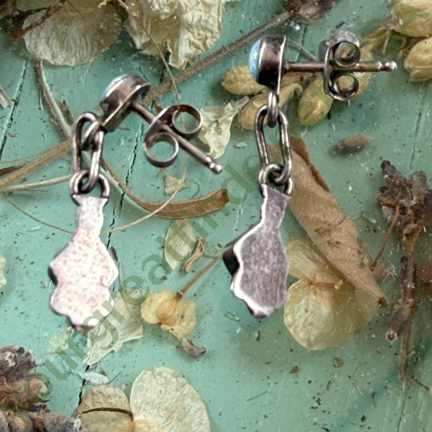 Vintage Sterling Siler & Opal Pierced Post Earrings earrings