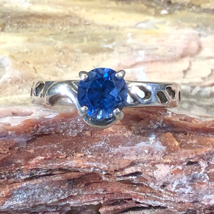 Vintage Sterling Silver 1 Carat Blue Sapphire Solitaire Ring Lind Size 9