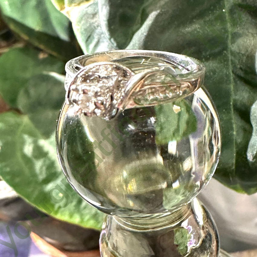 Vintage Sterling Silver .20Ct Diamond Ring Size 7