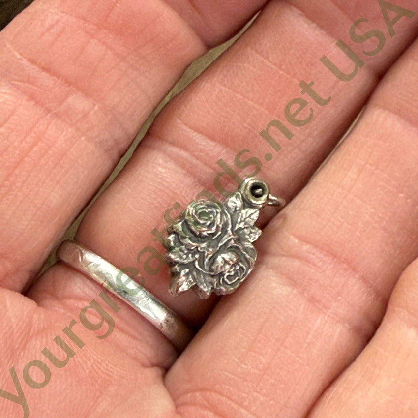 Vintage Sterling Silver 3 Piece Roses Mary Jesus Pendant Devotional pendant