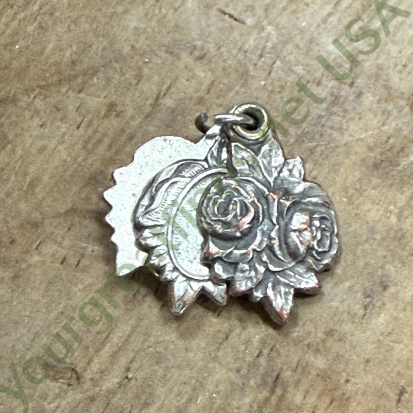 Vintage Sterling Silver 3 Piece Roses Mary Jesus Pendant Devotional pendant