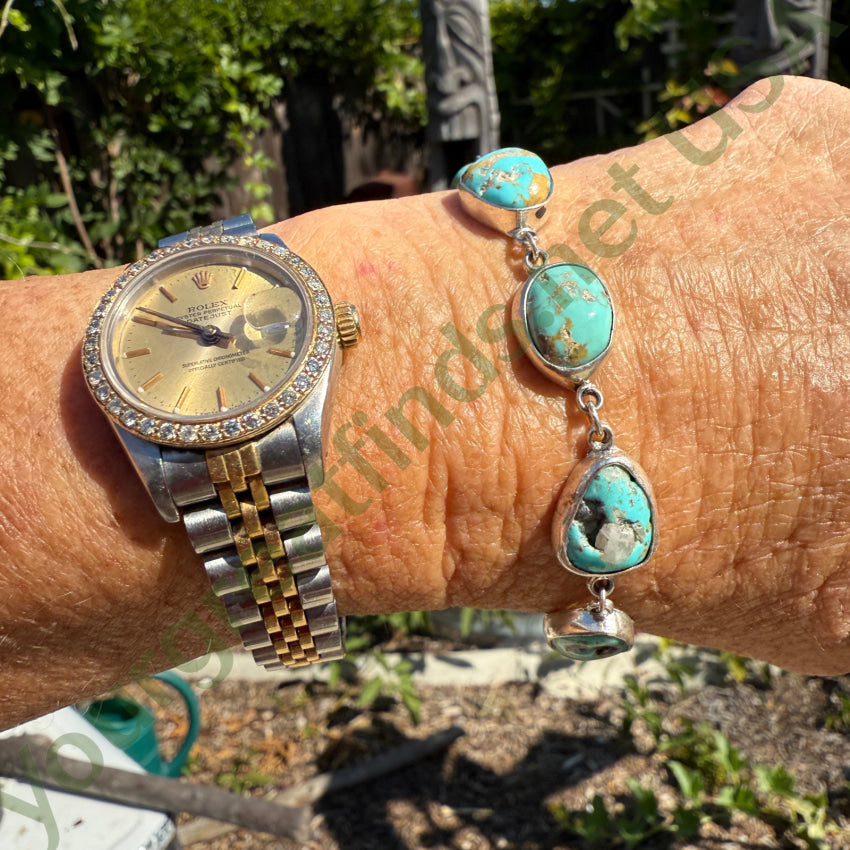 Vintage Sterling Silver 6 Stone Turquoise Bracelet bracelet