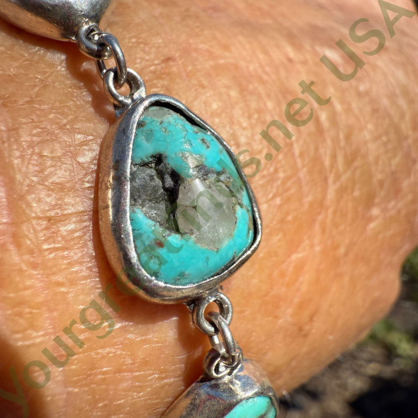 Vintage Sterling Silver 6 Stone Turquoise Bracelet bracelet