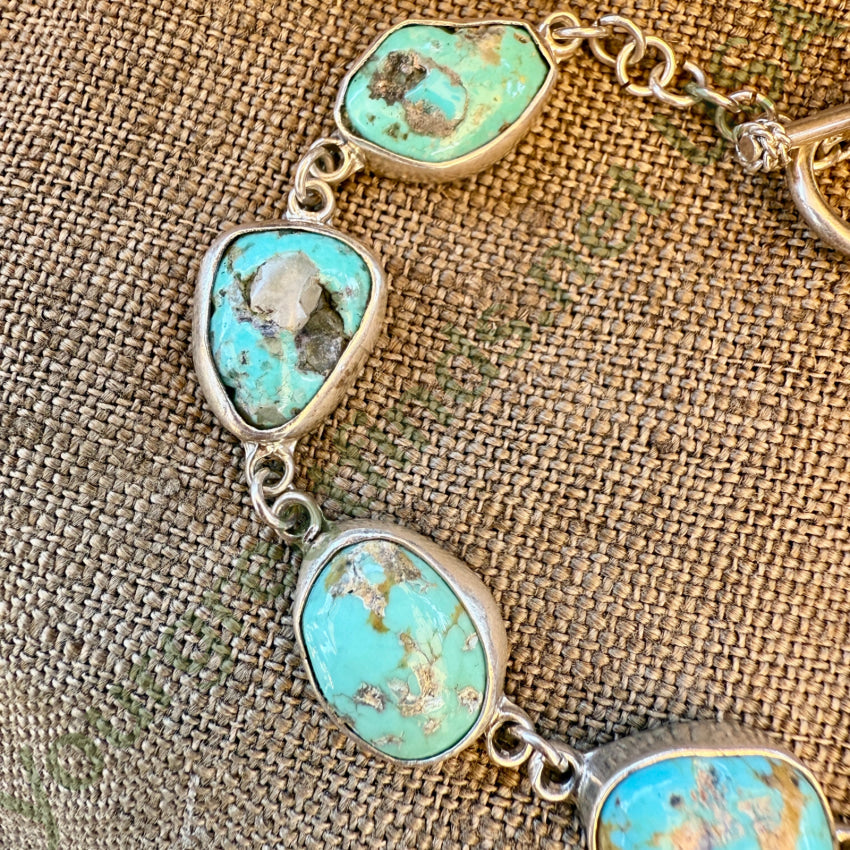 Vintage Sterling Silver 6 Stone Turquoise Bracelet bracelet