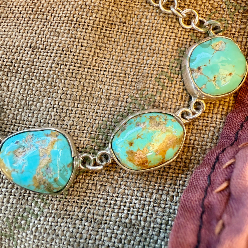 Vintage Sterling Silver 6 Stone Turquoise Bracelet bracelet