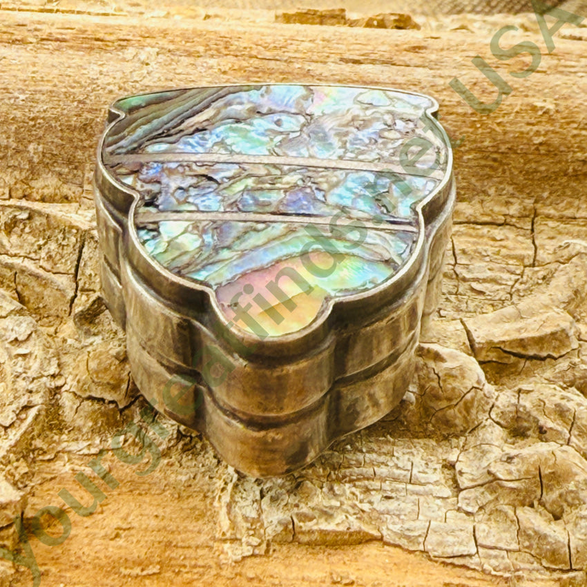 Vintage Sterling Silver & Abalone Pillbox Pill Box Mexico pillbox