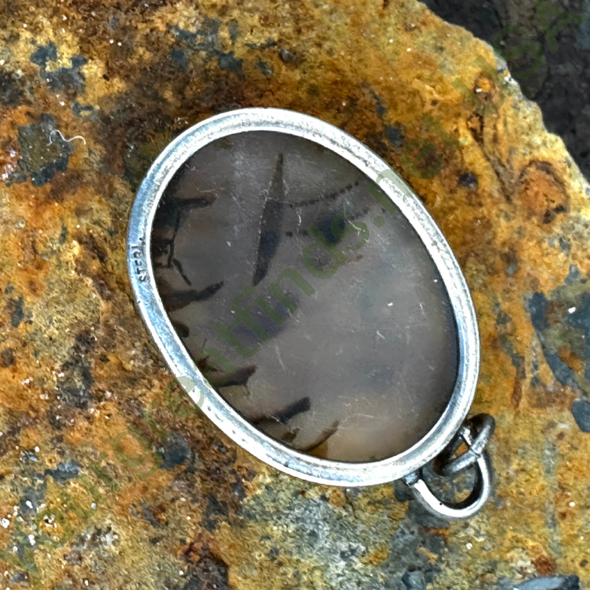 Vintage Sterling Silver & Agate Pendant Pendant