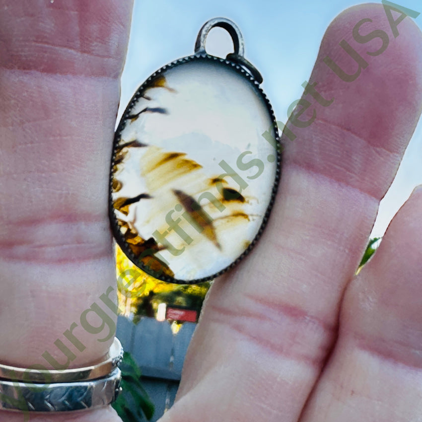 Vintage Sterling Silver & Agate Pendant Pendant