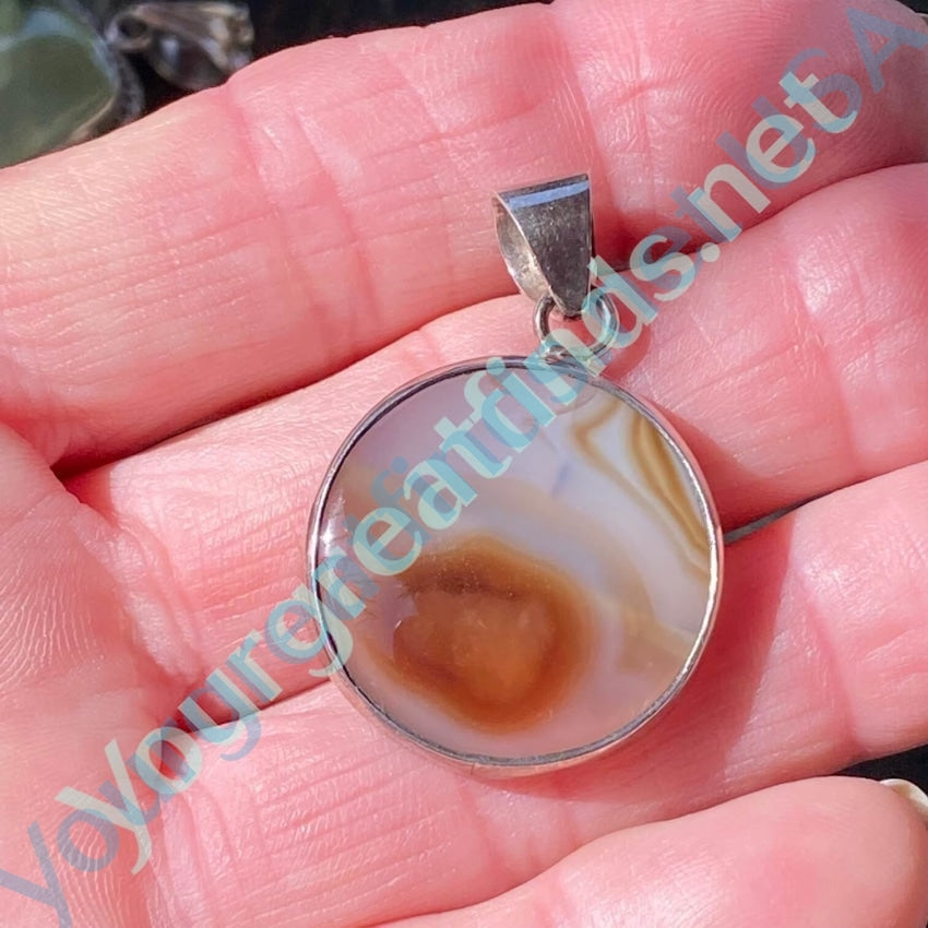 Vintage Sterling Silver Agate Pendant Yourgreatfinds