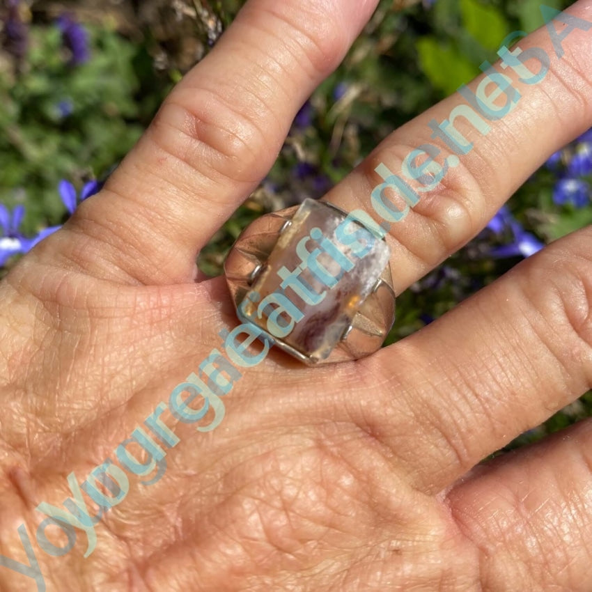 Vintage Sterling Silver Agate Signet Ring Size 12 Yourgreatfinds