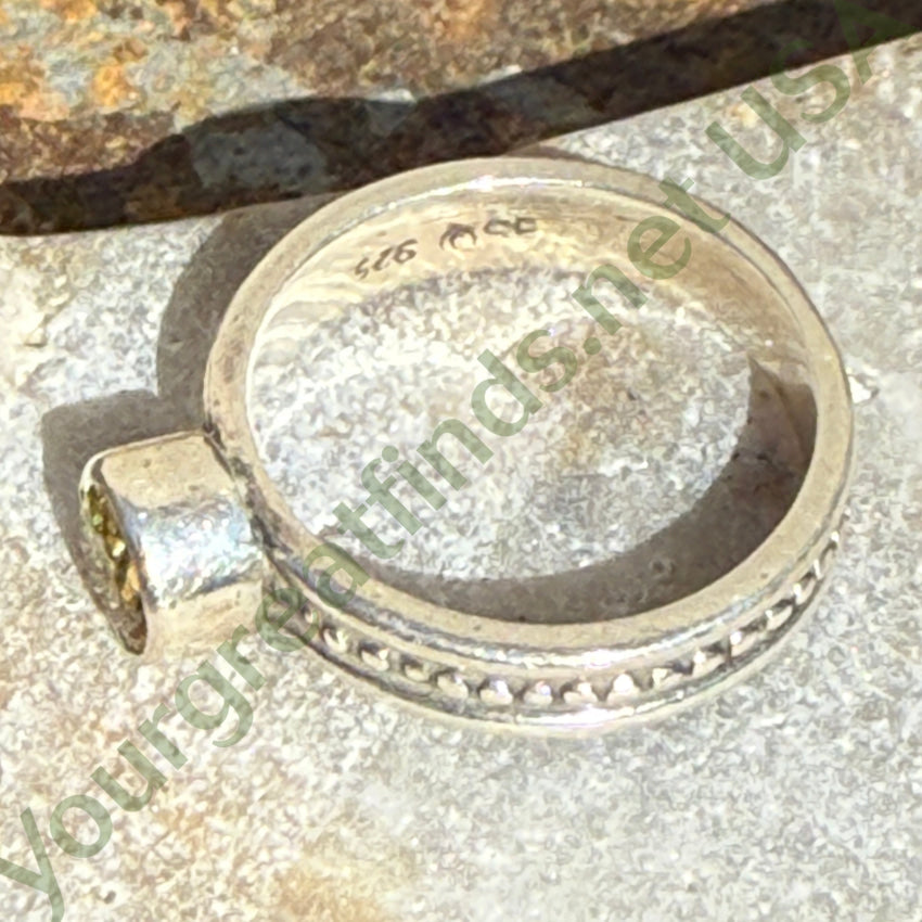 Vintage Sterling Silver & Citrine Stacking Ring Size 4 3/4 ring